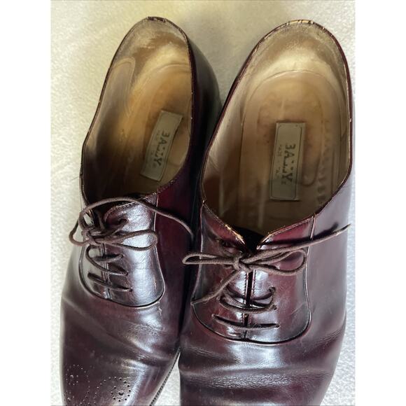 BALLY Men’s 11 3E Wide Oxblood Leather Oxford Brogue Medallion Toe Italy main image 6